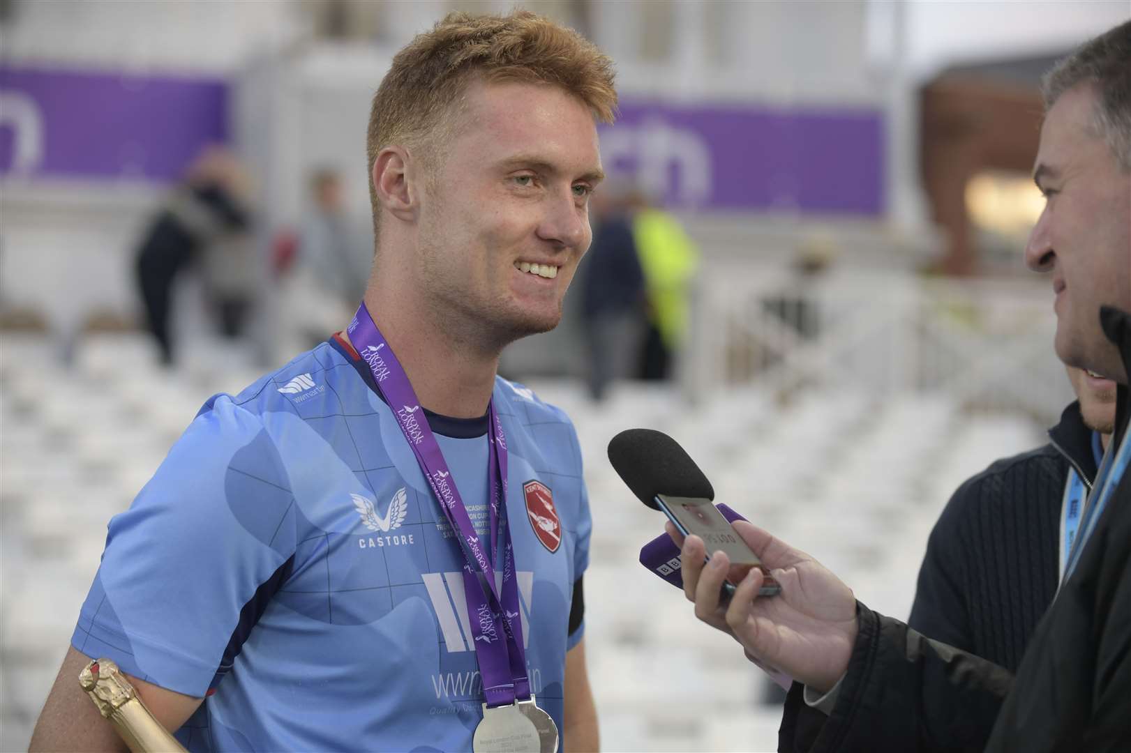 Joey Evison is all smiles talking to KentOnline after his man-of-the-match display. Picture: Barry Goodwin