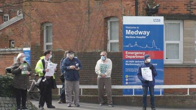 Protestors outside Medway Hospital