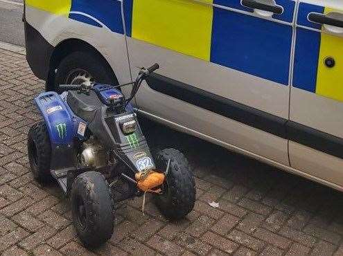 A quad bike has been seized by police who are carrying out a month-long crack down on nuisance bikers. Picture: Kent Police