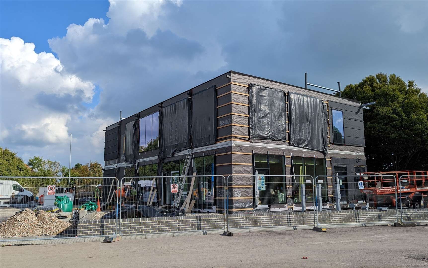 Building work is taking place at the new McDonald's restaurant and drive-thru in the car park of the Tesco supermarket in Cheriton