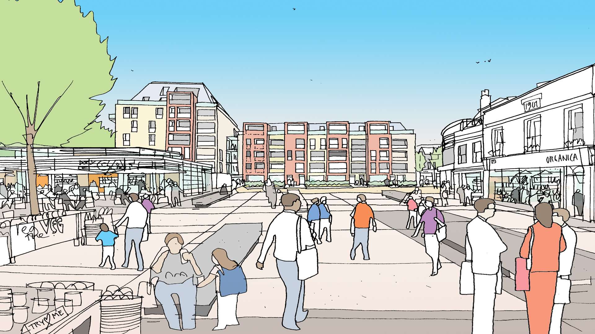 What Lowfield Street may look like from Market Street, following the regeneration by Meyer Homes.