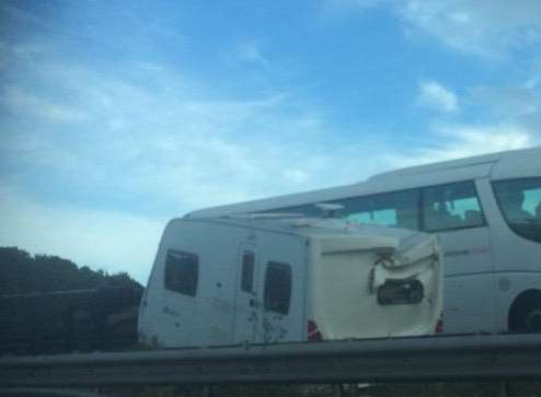 The caravan at the side of the A2. Picture: Matthew Mann
