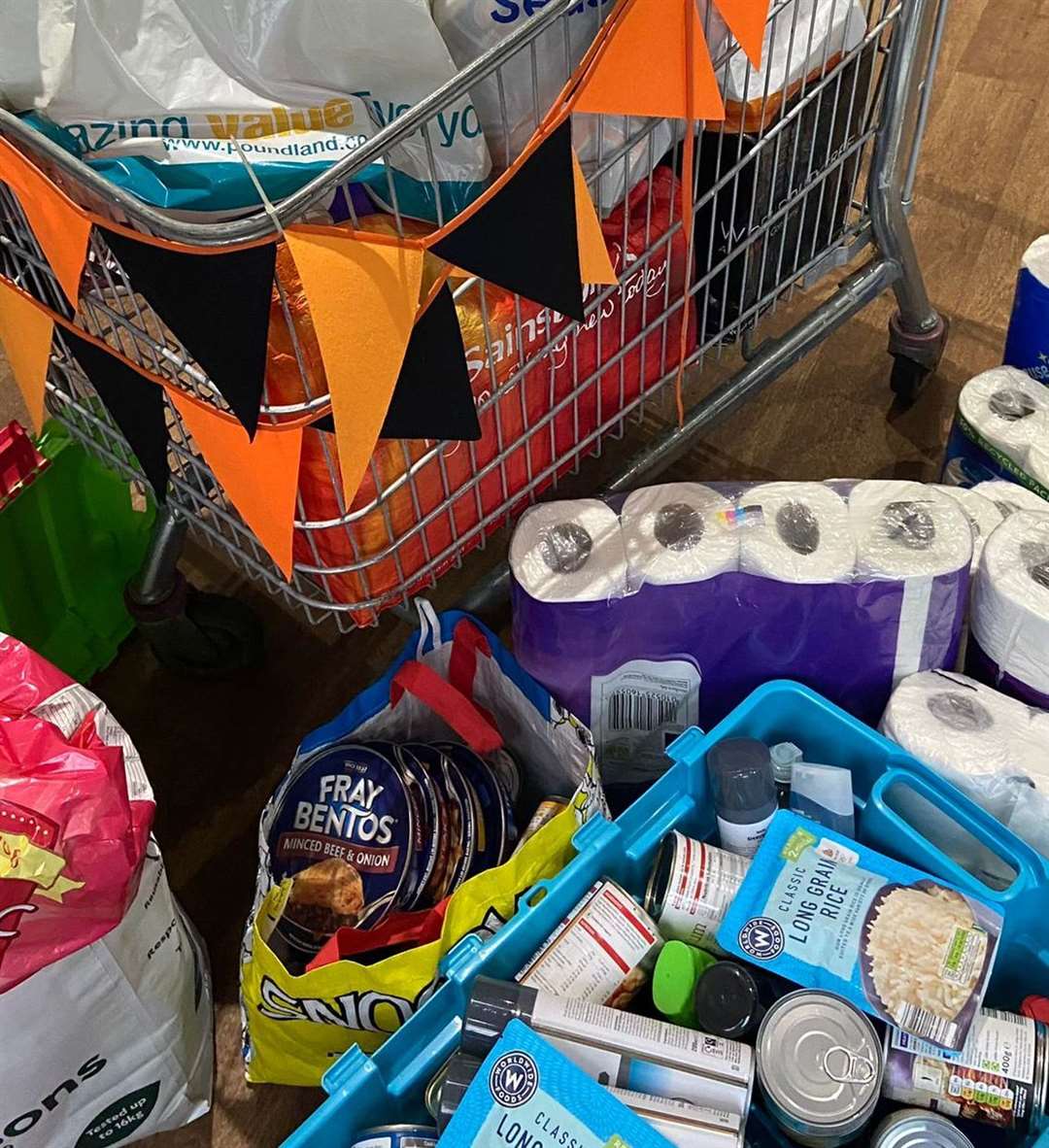 Food and other essentials donated by fans, players and Invicta staff for the Shepway Food Bank