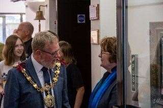 Faversham Mayor Cllr Trevor Martin greets actress Brenda Blethyn at the launch event for the plans