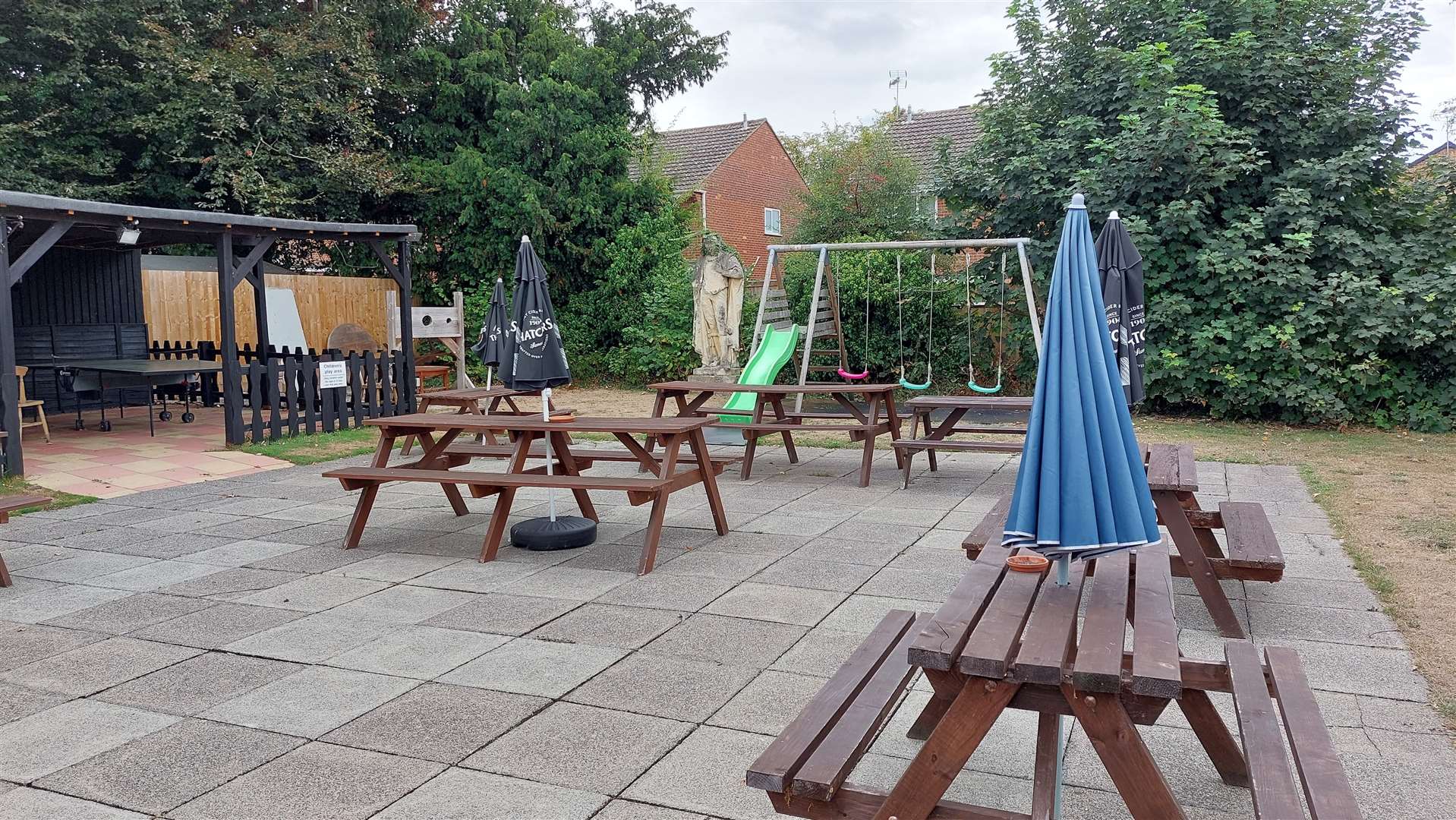 The pub's garden was popular with families
