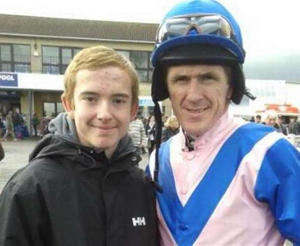 Keagan Kirkby, left, died in the accident at Charing point-to-point; he’s pictured with legendary champion jockey AP McCoy