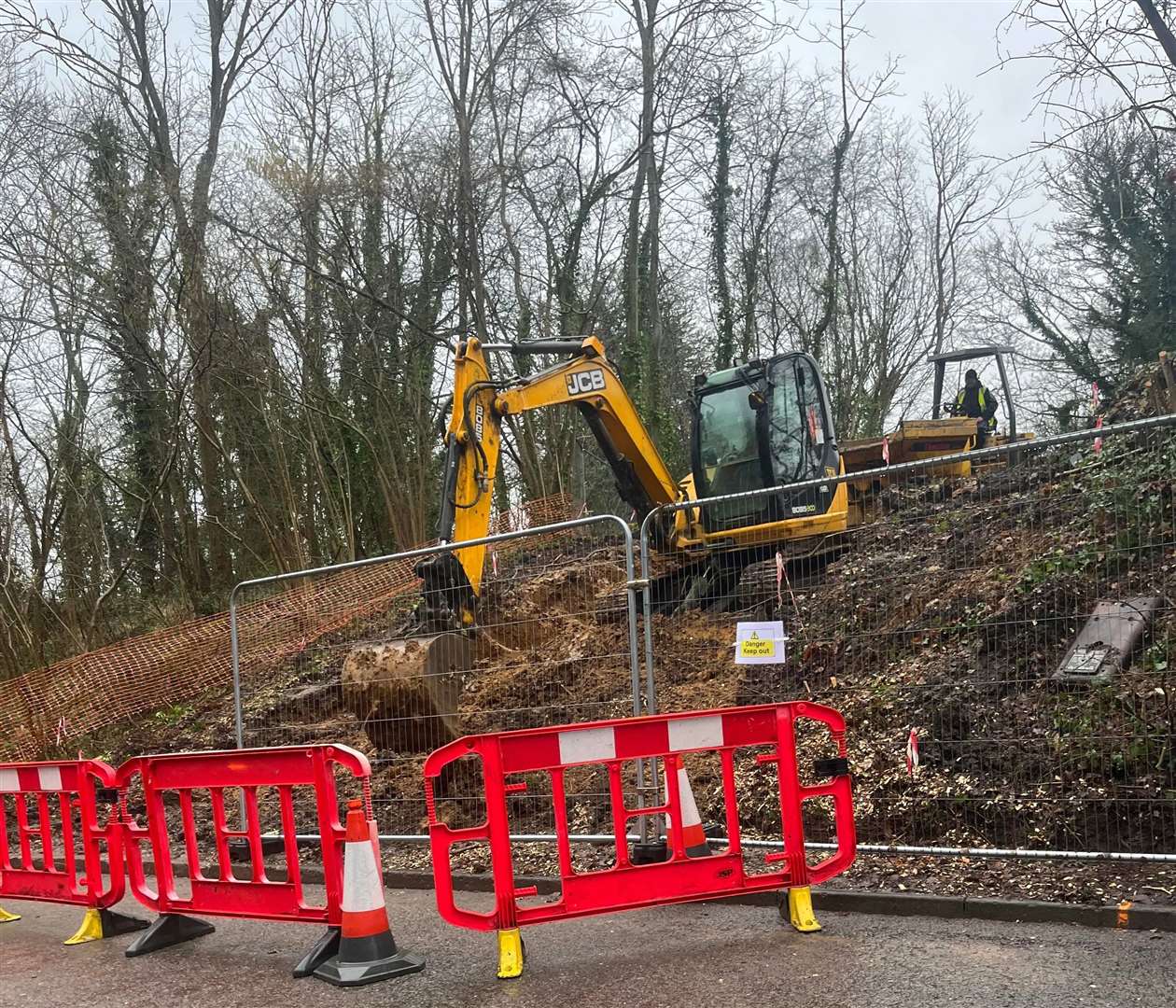 Trees have been removed and a bank has been put in along the path off Upchat Road, Upnor.