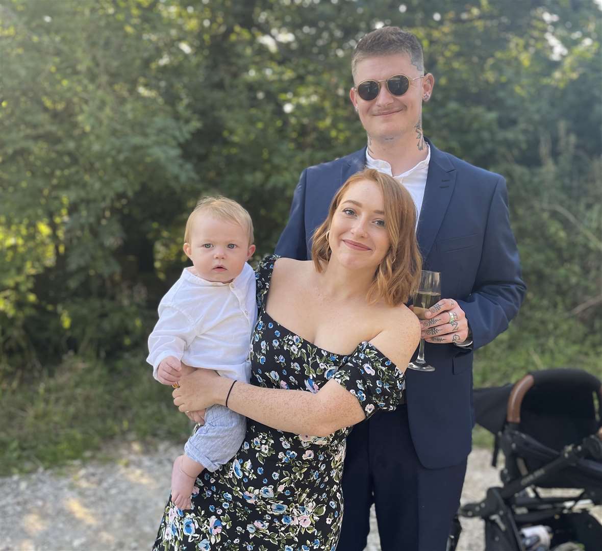 Finn Guthrie with his partner Louise Birch and their second son Max