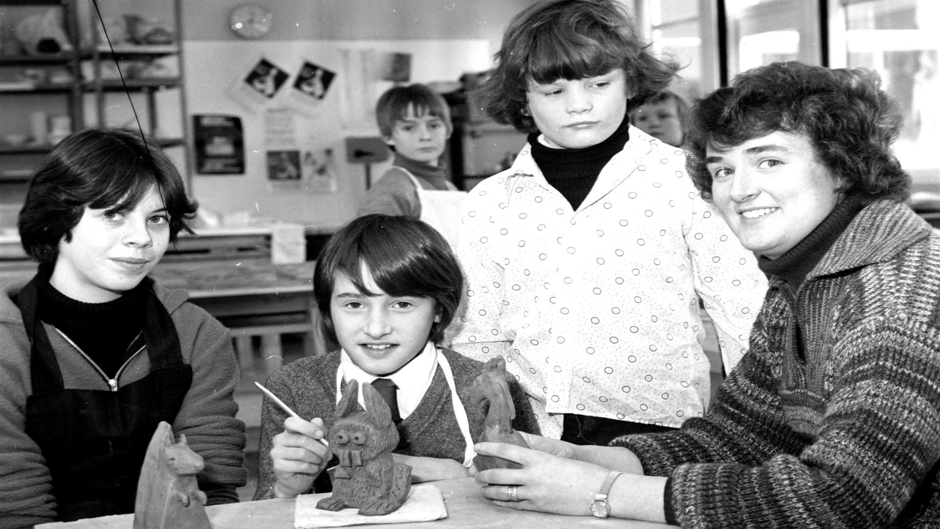 Teacher Maureen Entwistle with pupils. Picture: Steve Salter