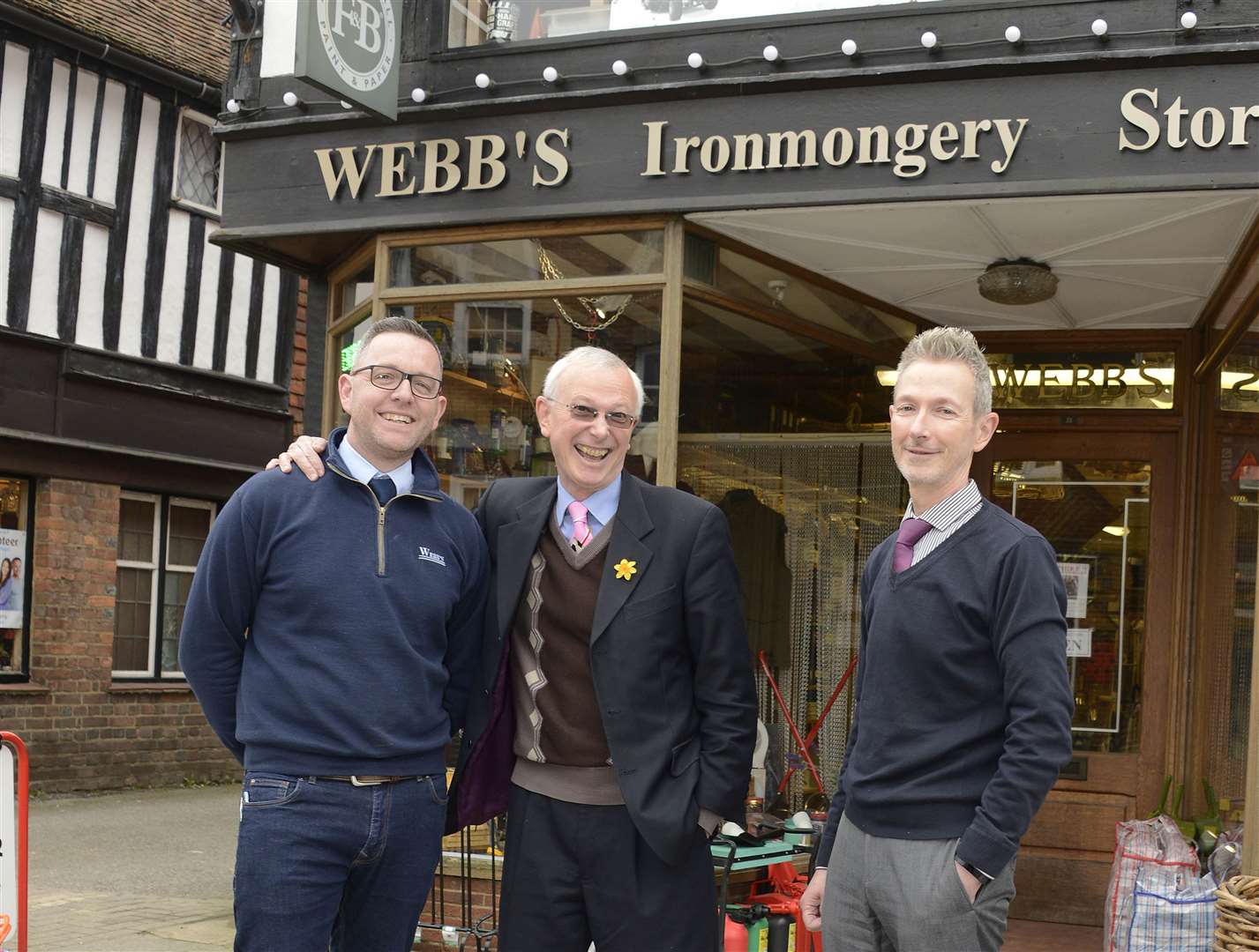 Tenterden Webbs IronMongery stores 100th Aniversary. Nigel and Graham Webb with Darren Smith.Picture: Paul Amos. (8020599)