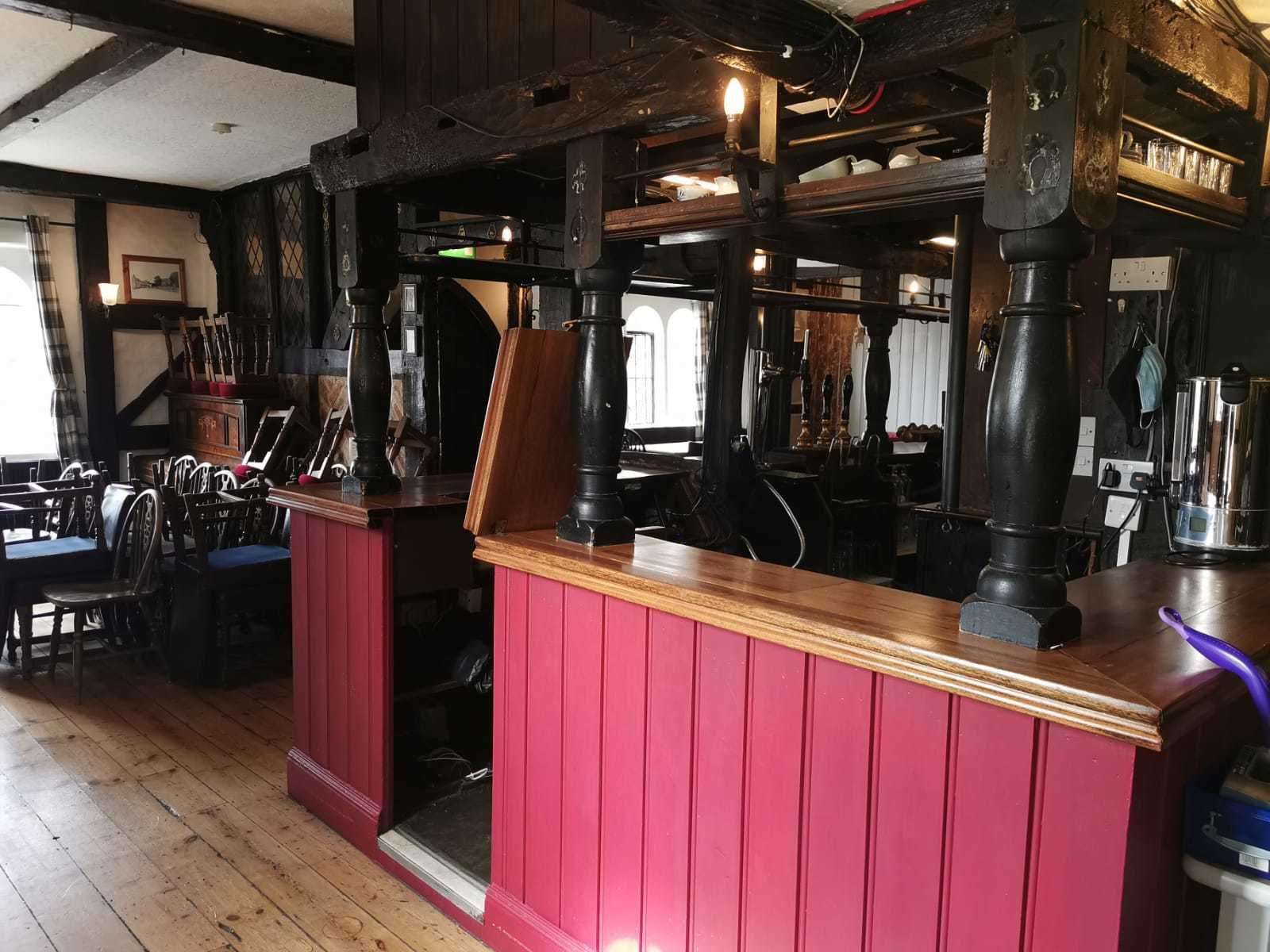 The bar used to be decked out in red
