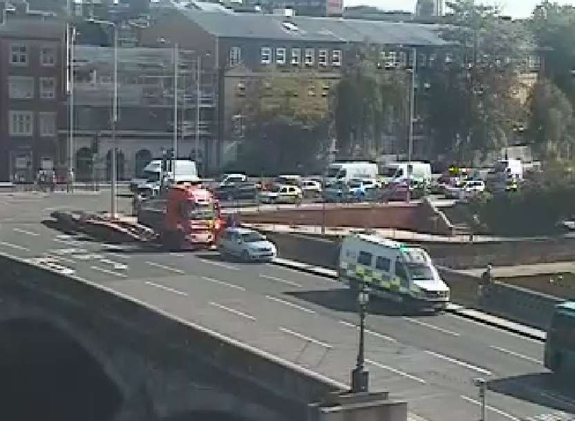 The crash has blocked one lane of Maidstone's one-way system.