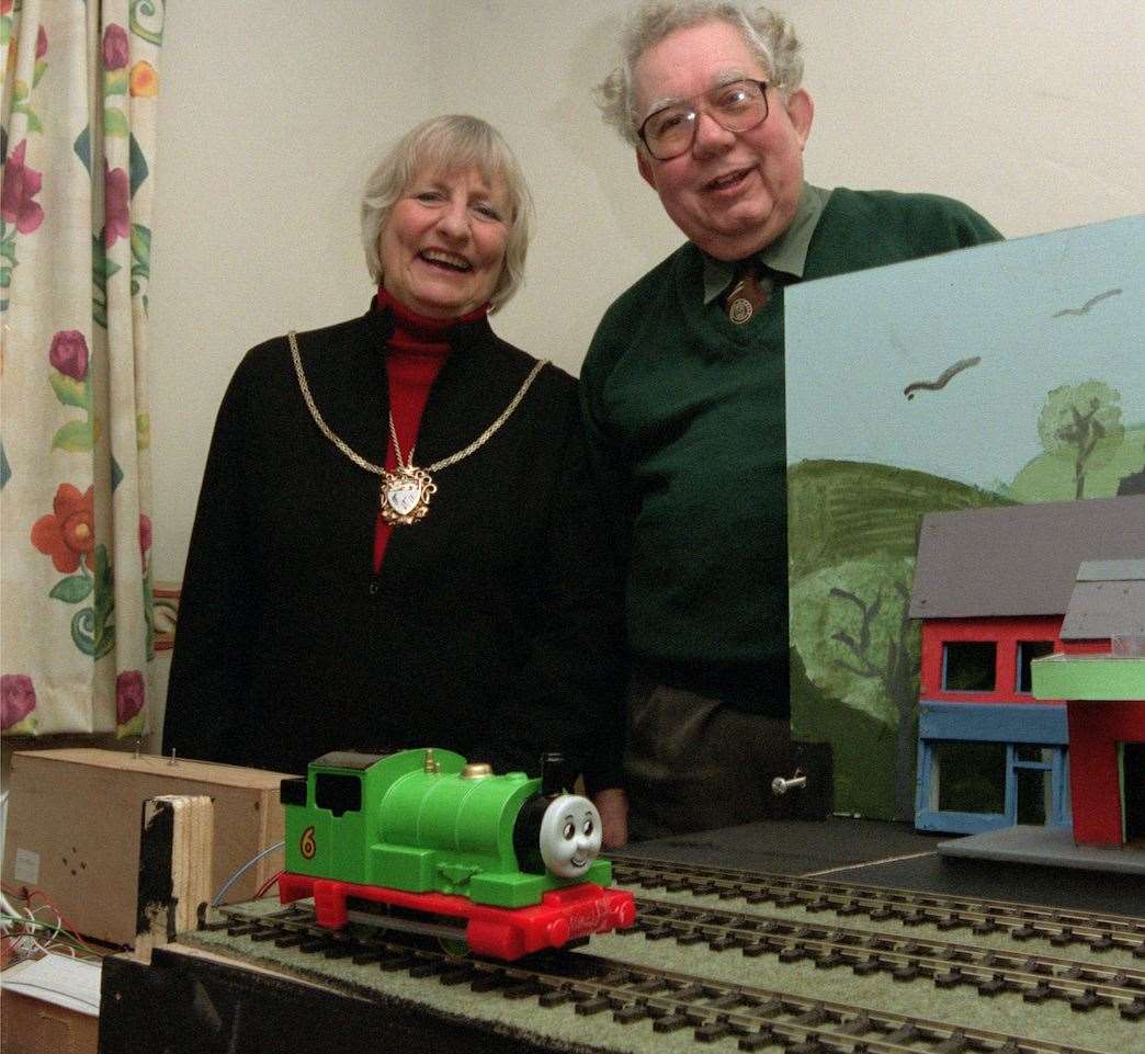 Former Lady Mayoress Anne Seller at a model rail exhibit back in 2001