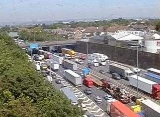 Queues are building at the Dartford Crossing after an incident in one of the tunnels on the anti-clockwise M25. Picture: Highways England