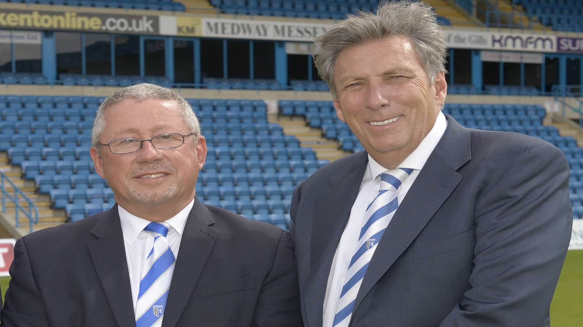 Former vice-chairman Michael Anderson, right, next to Gillingham chairman Paul Scally