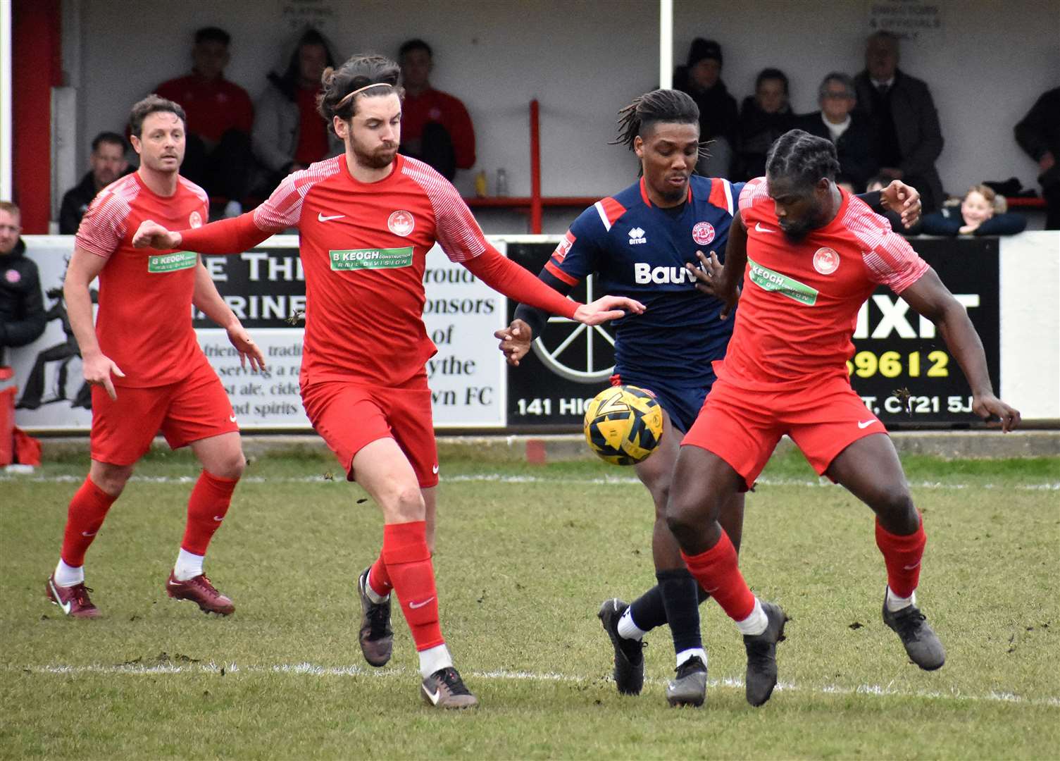 Match action between Hythe (red) and Chatham, February 11 2023 MUST CREDIT Randolph File (62409764)