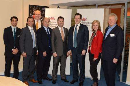 Shaun Elliot, of Aylesford Metal Company, fourth from left, with Chancellor of the Exchequer George Osborne at the launch of the National Guarantee Loan Scheme