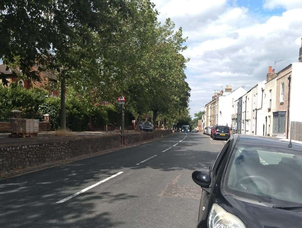 The stretch of road in Maidstone Road in Rochester, where a man died after being hit by a car