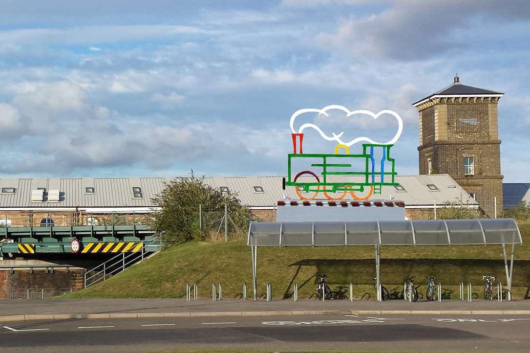 A steam locomotive sculpture would commemorate the old railway works