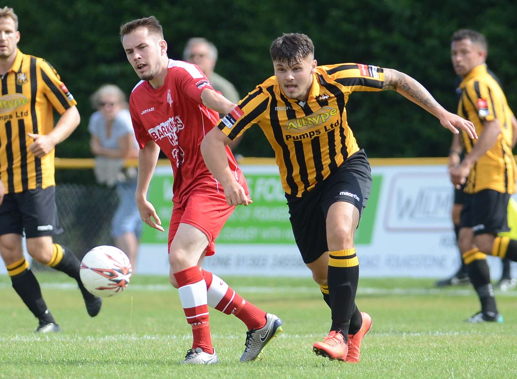 Ben Pattie on the ball during Folkestone's 3-0 win over Harrow Picture: Gary Browne
