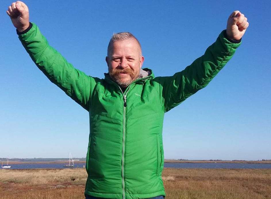 Rik Godfrey after completing his 1,000-mile walk