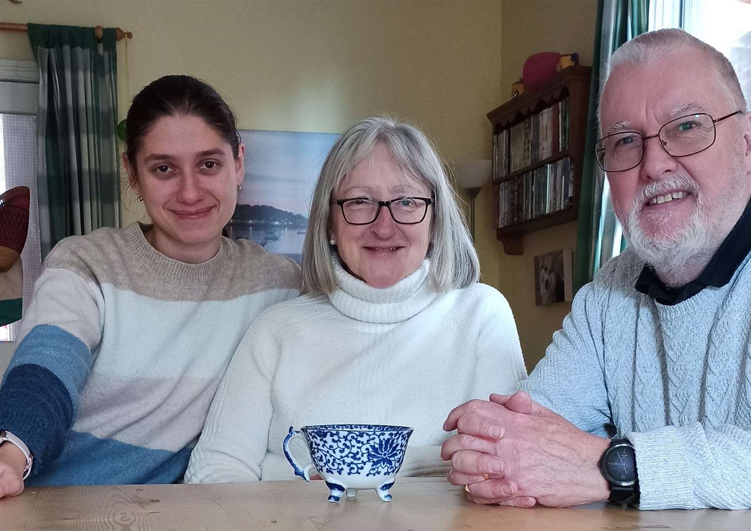 Karyna Sintsova with her hosts Naomi and Ian Vallely