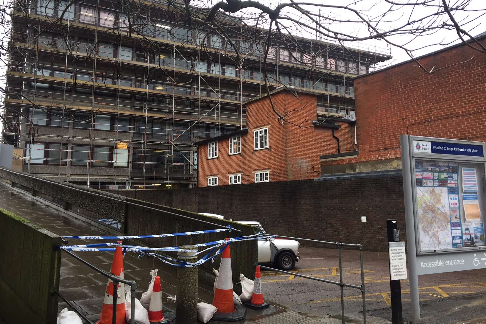 Access has been suspended as a precaution due to high winds affecting scaffolding