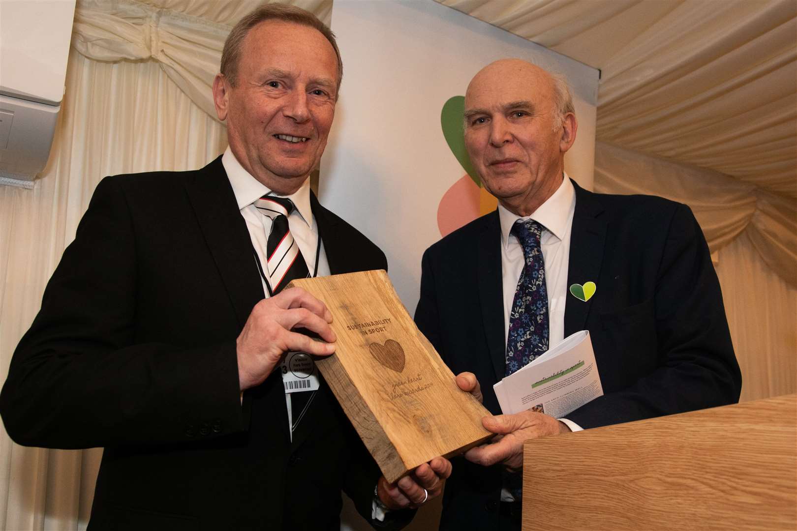 Dartford FC's Norman Grimes with Liberal Democrats leader Vince Cable. Picture: The Climate Coalition