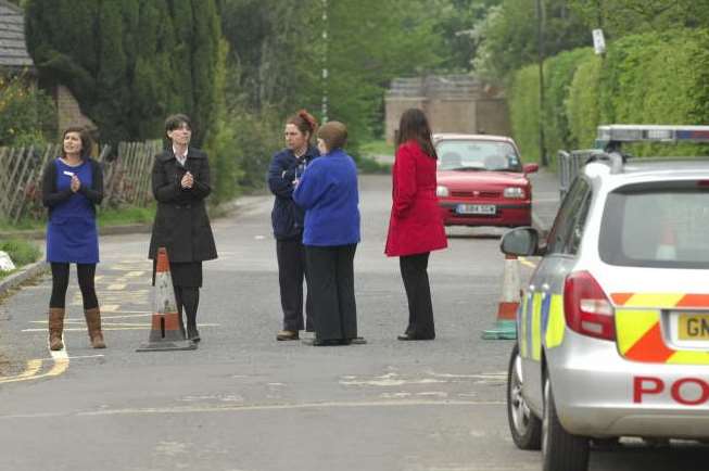 Mothers at Snodland Primary school formed into a human barrier to protest at bad parking and driving near the site