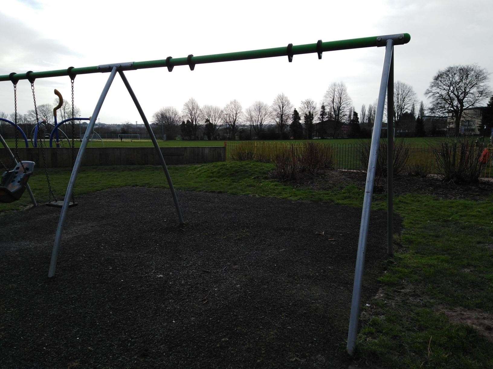 The swings have disappeared from the Victoria recreation ground