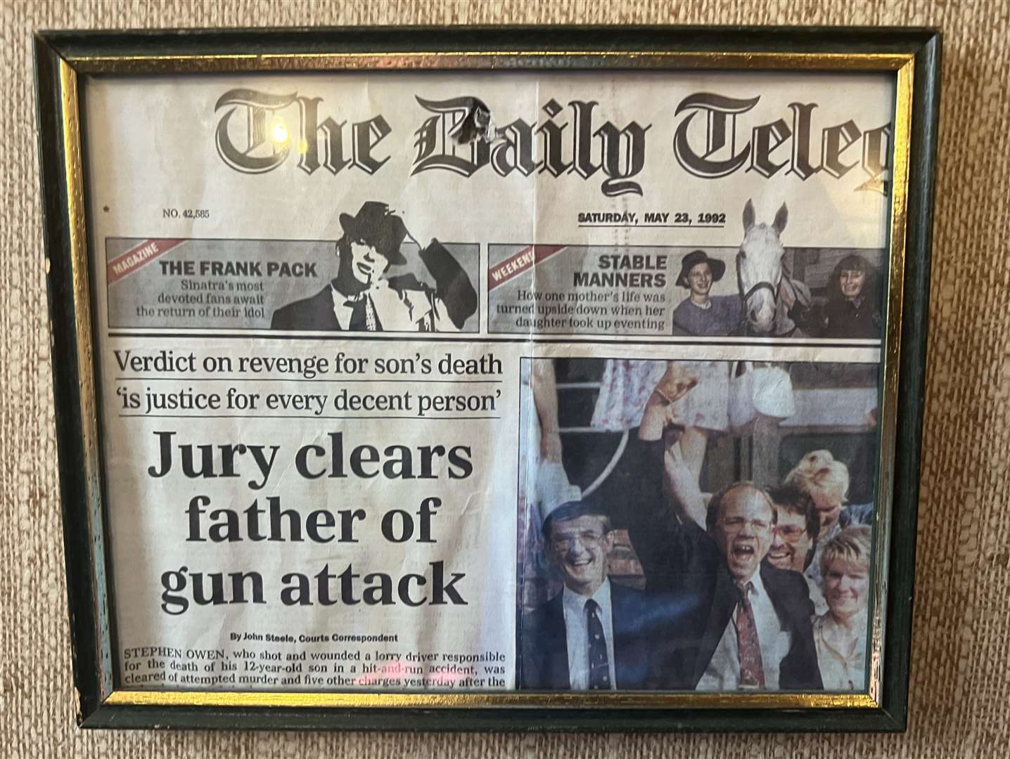 The newspaper clipping following Stephen Owen's trial