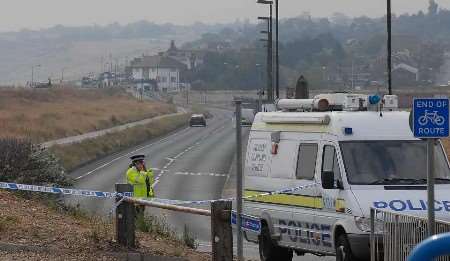Police at the scene of the fatal collision. Picture: MIKE SMITH