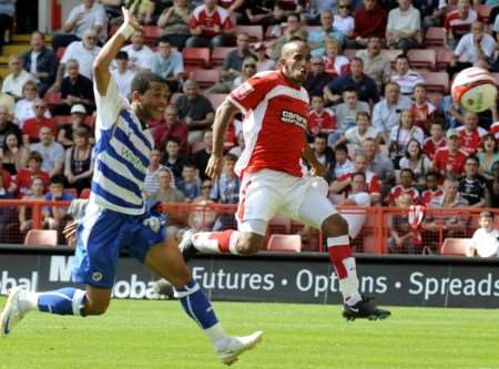 Hamer Bouazza volleys Charlton's fourth goal. Picture: Barry Goodwin