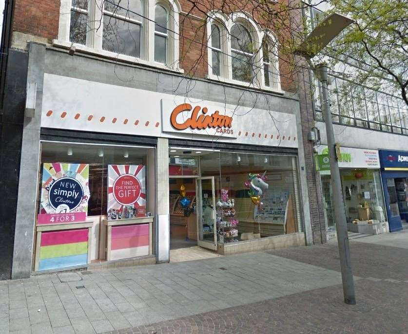 Clintons in Folkestone. Pictured in 2018 from Google Maps
