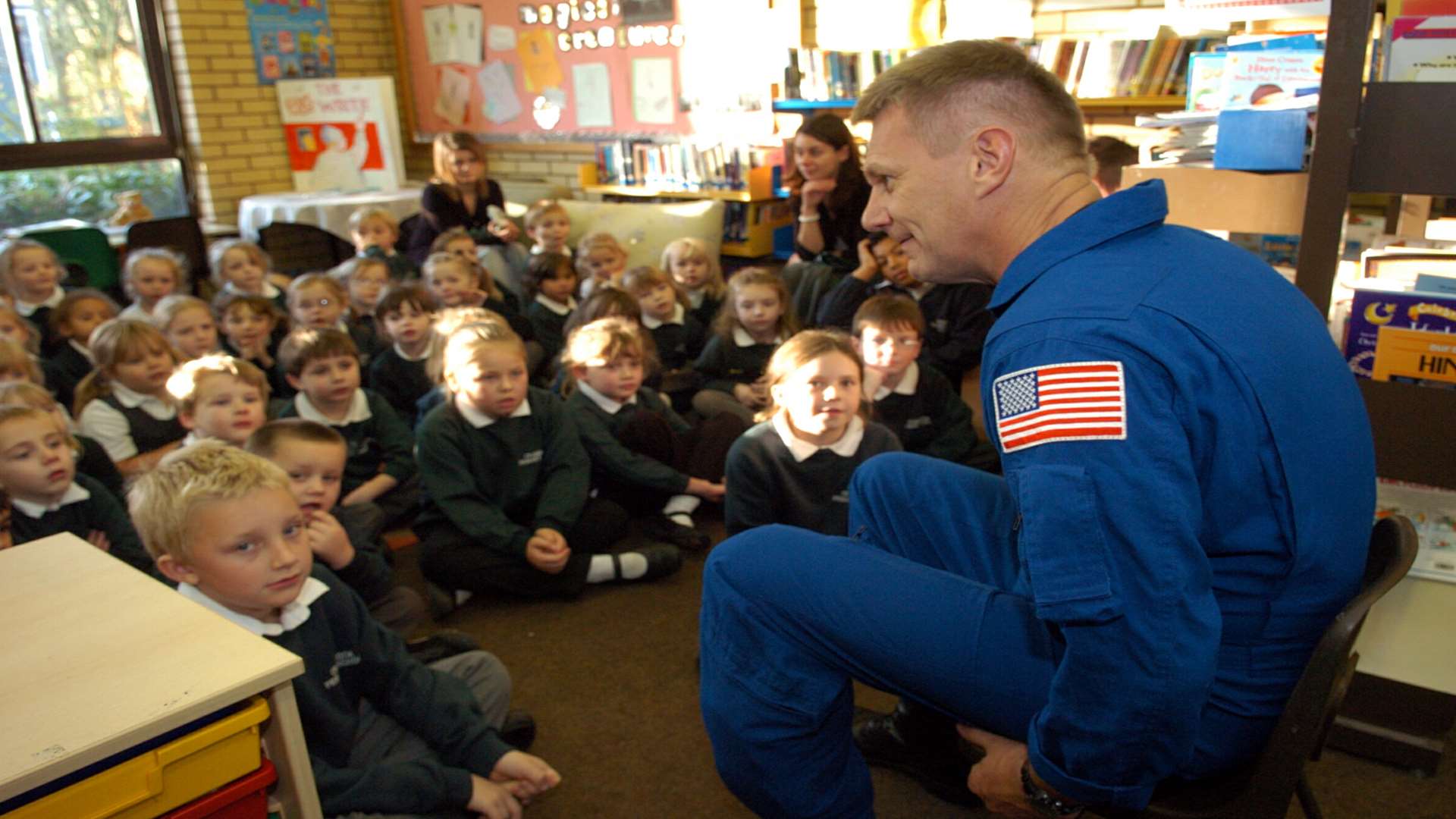 Astronaut Piers Sellers visits his old school, Cranbrook CofE