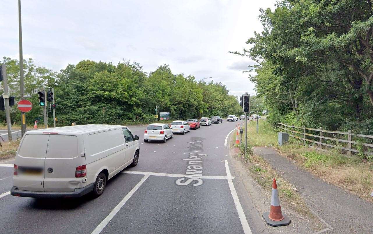 Traffic lights are to remain in place at the Swanley interchange until November. Picture: Google Maps