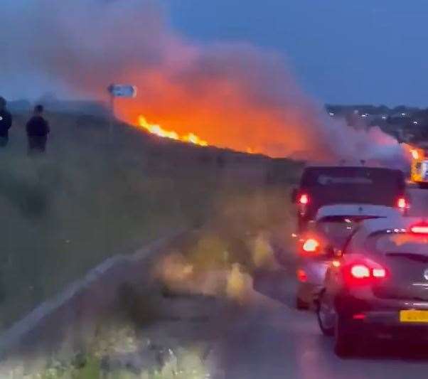 Blazing motorhome on the coast road at Minster, Sheppey. Picture: Kerry-Jane Crowley