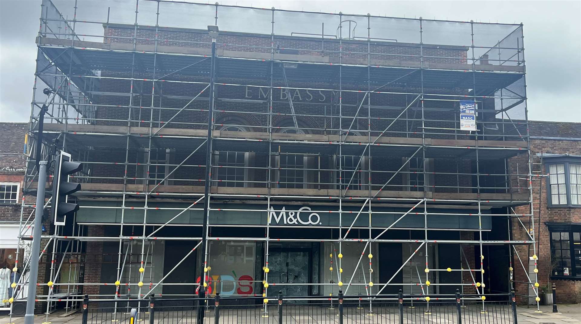 Scaffolding has already been put up on the Embassy Building in Tenterden, which M&Co left last year