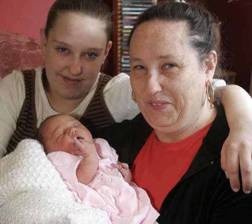PROUD: Becky Elliot (left) with her mother Sharon and baby Lilley-May. Picture: PETER STILL
