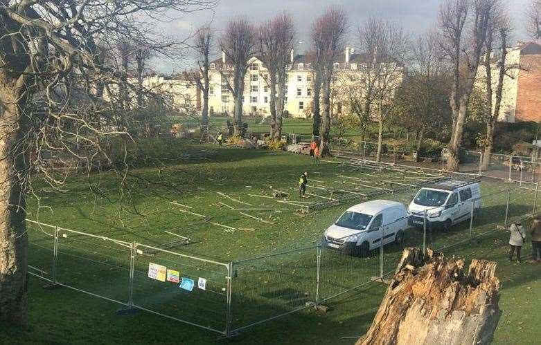 Work has begun on the city's festive skating rink. Picture: Canterbury City Council