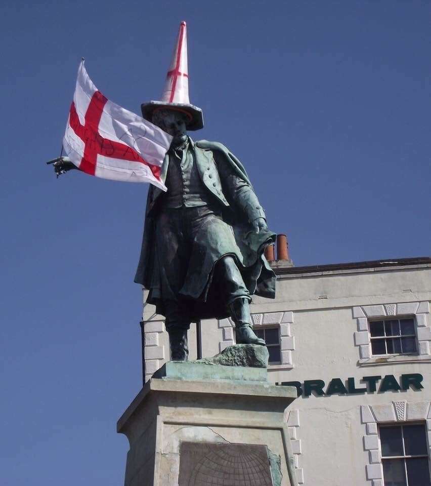 The Thomas Waghorn statue decorated in St George regalia