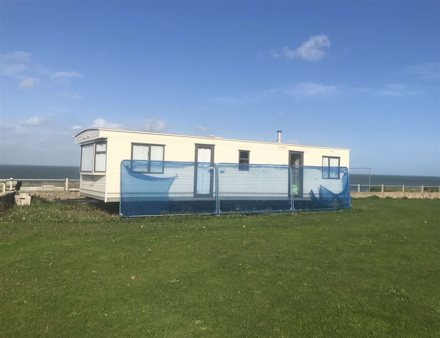 A static home has appeared on a clifftop in Westgate