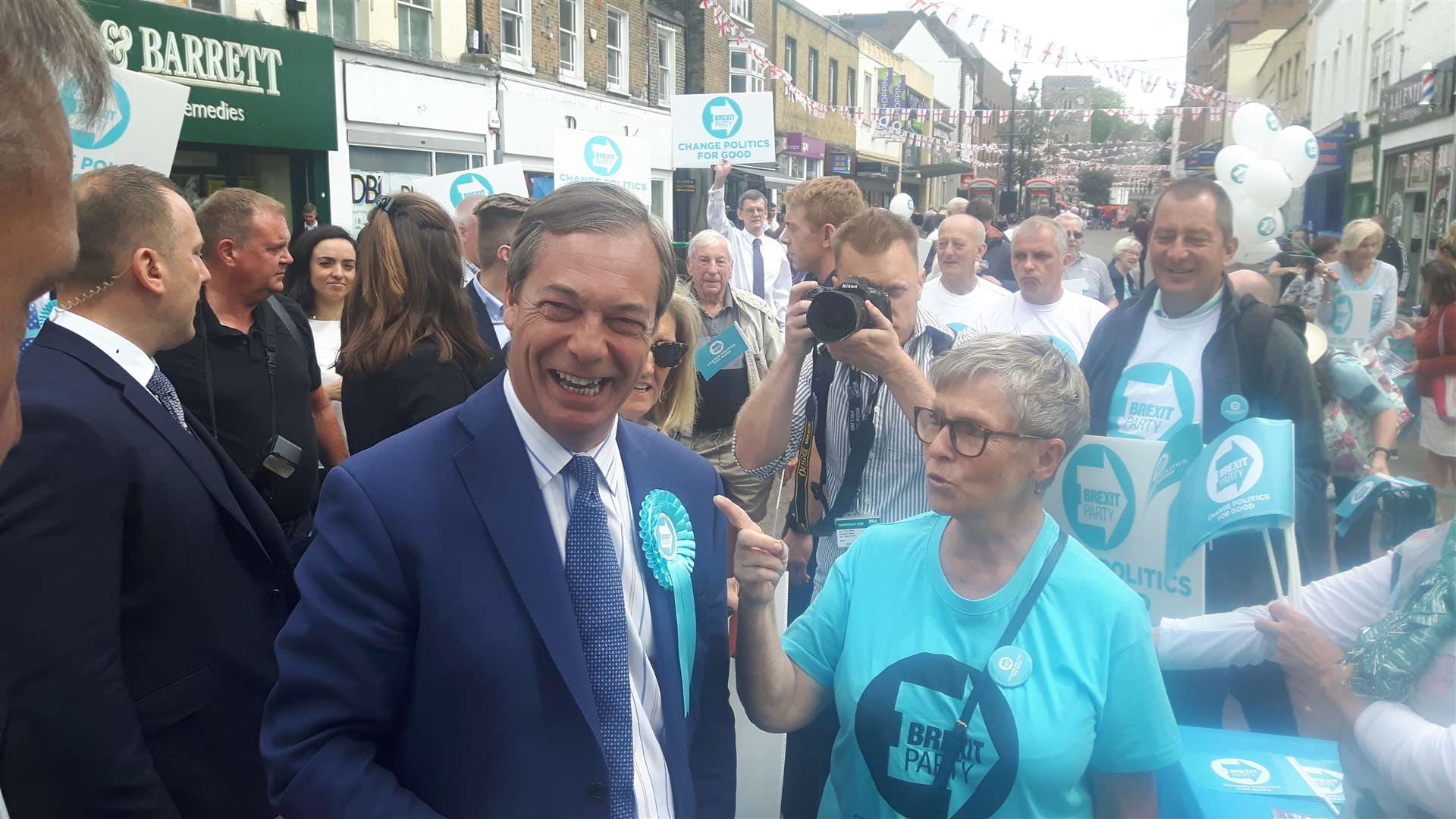 Nigel with supporters in Dartford in May
