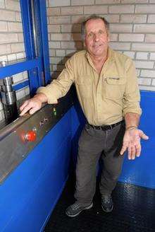 Sheppey Little Theatre chairman Derek Friday shows off the new lift