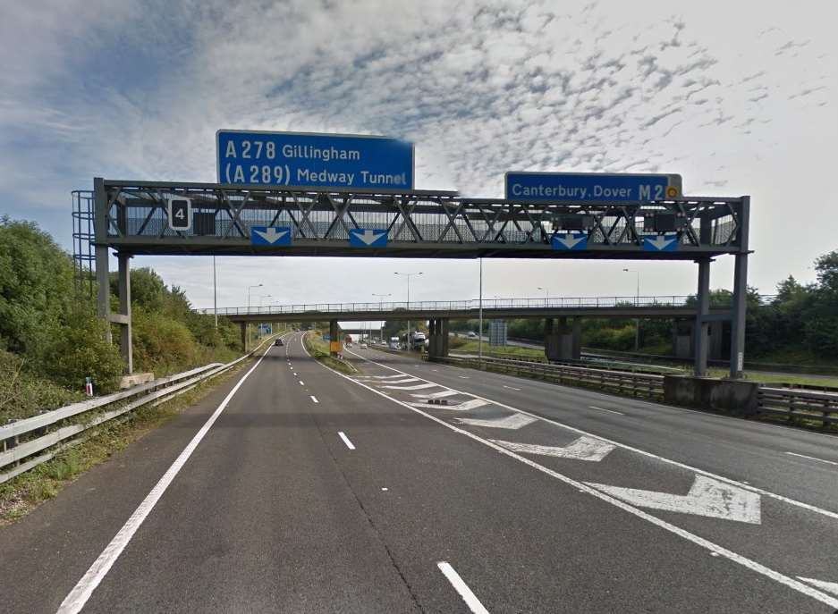 M2 Junction 4 at Gillingham. Image from Google Maps