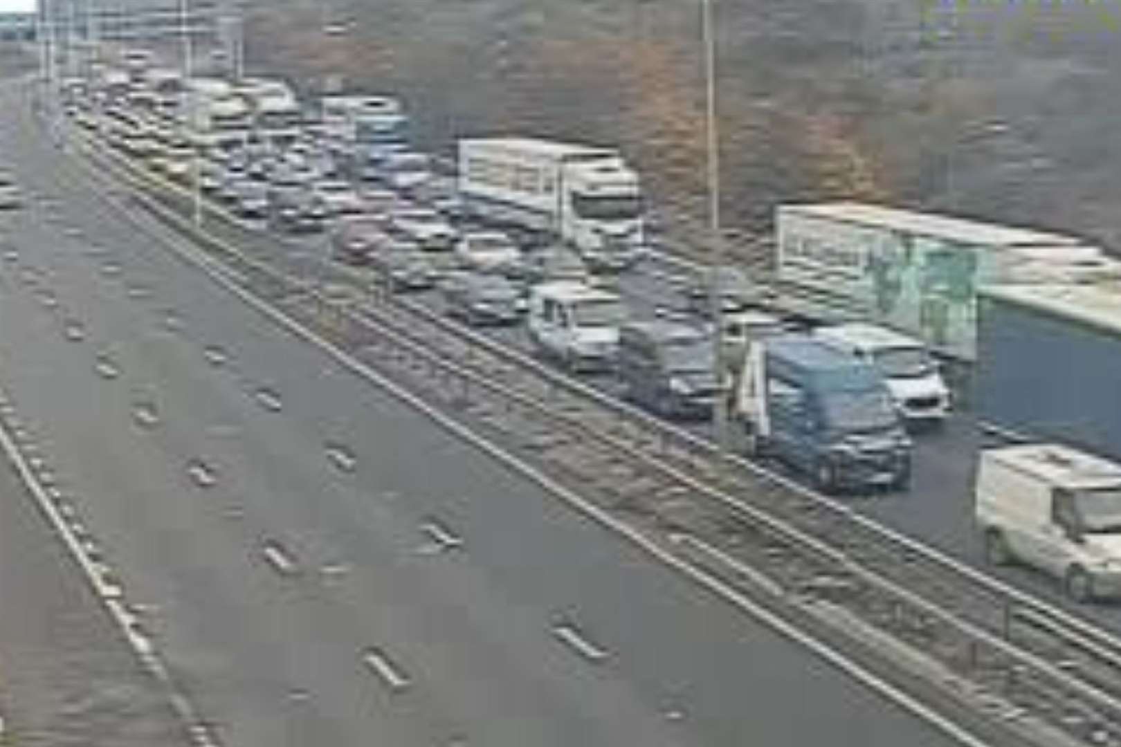 Queues on the southbound M25 earlier this morning