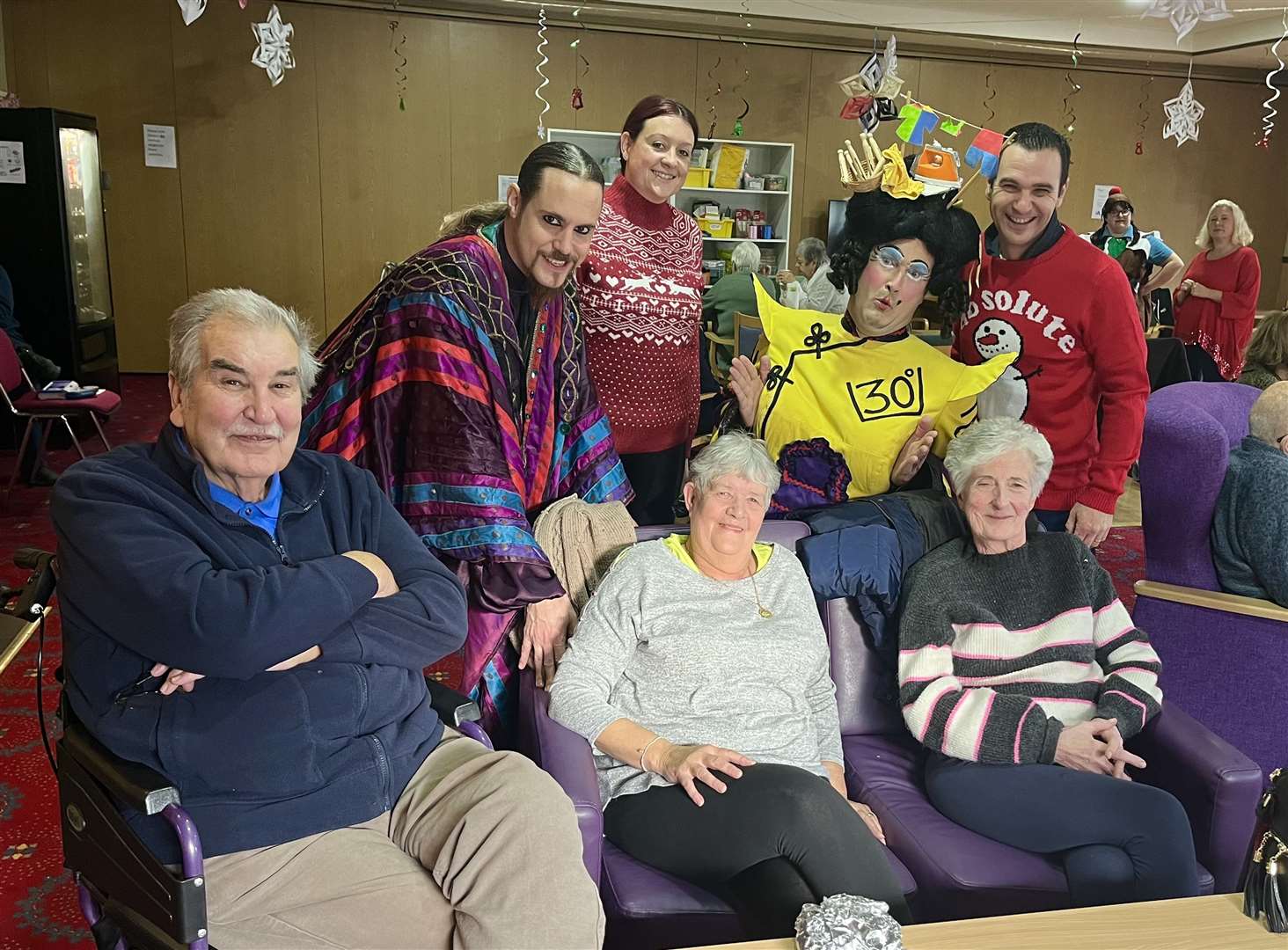 The panto cast of Aladdin surprised ellenor hospice patients at an exercise class