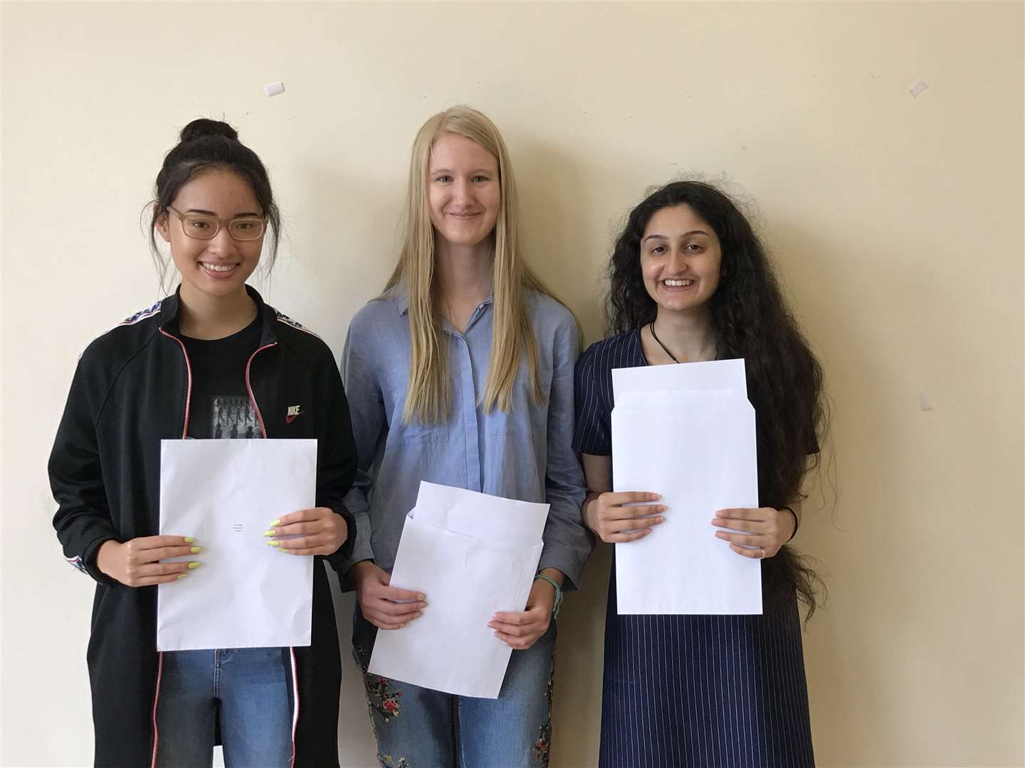 From left, Highsted students Sian Lo, Erin Hutton and Tethi Patel, all 18 (3633122)
