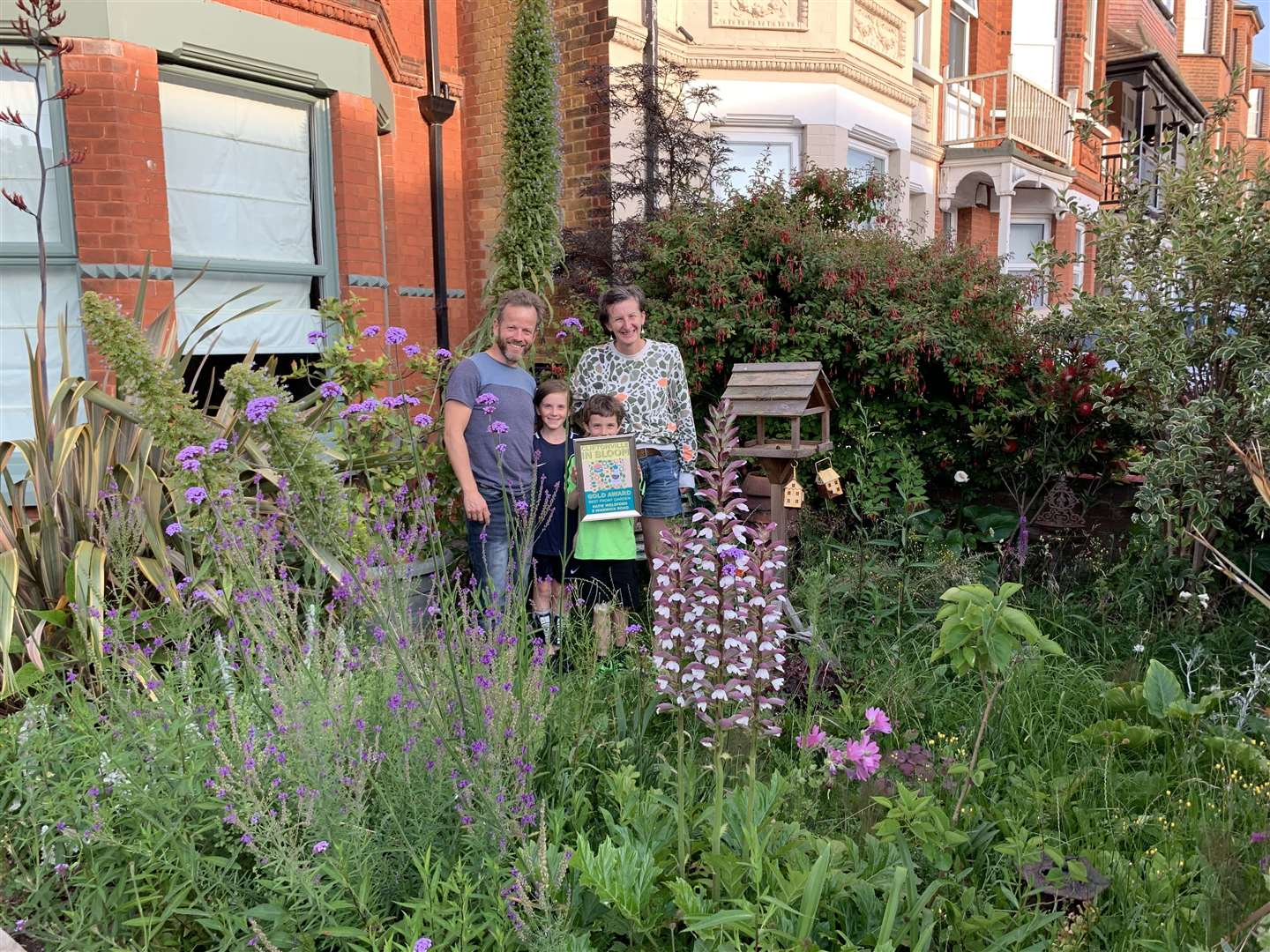 Katie Welsford and her family in their garden which was awarded the gold medal for best front garden at the Cliftonville in Bloom 2019 (13878233)