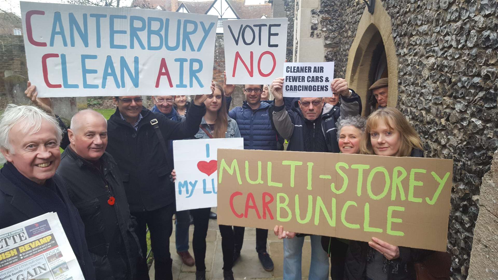 Campaigners against the multi-storey car park protest outside the Guildhall (1373278)